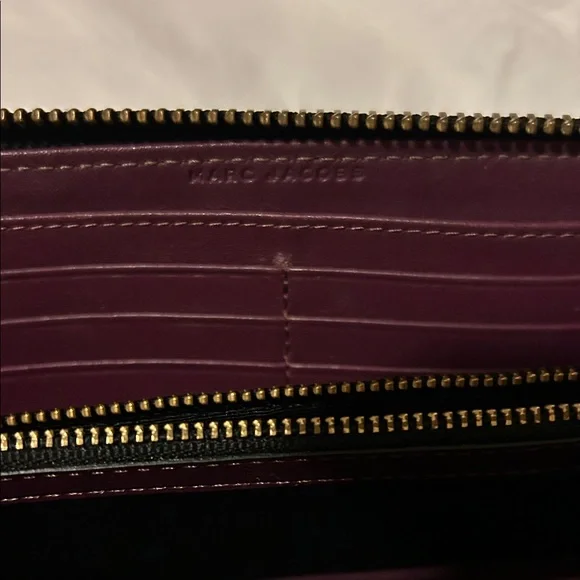 Marc Jacobs Aubergine Leather Wallet with Gold Accents - Picture 6 of 13